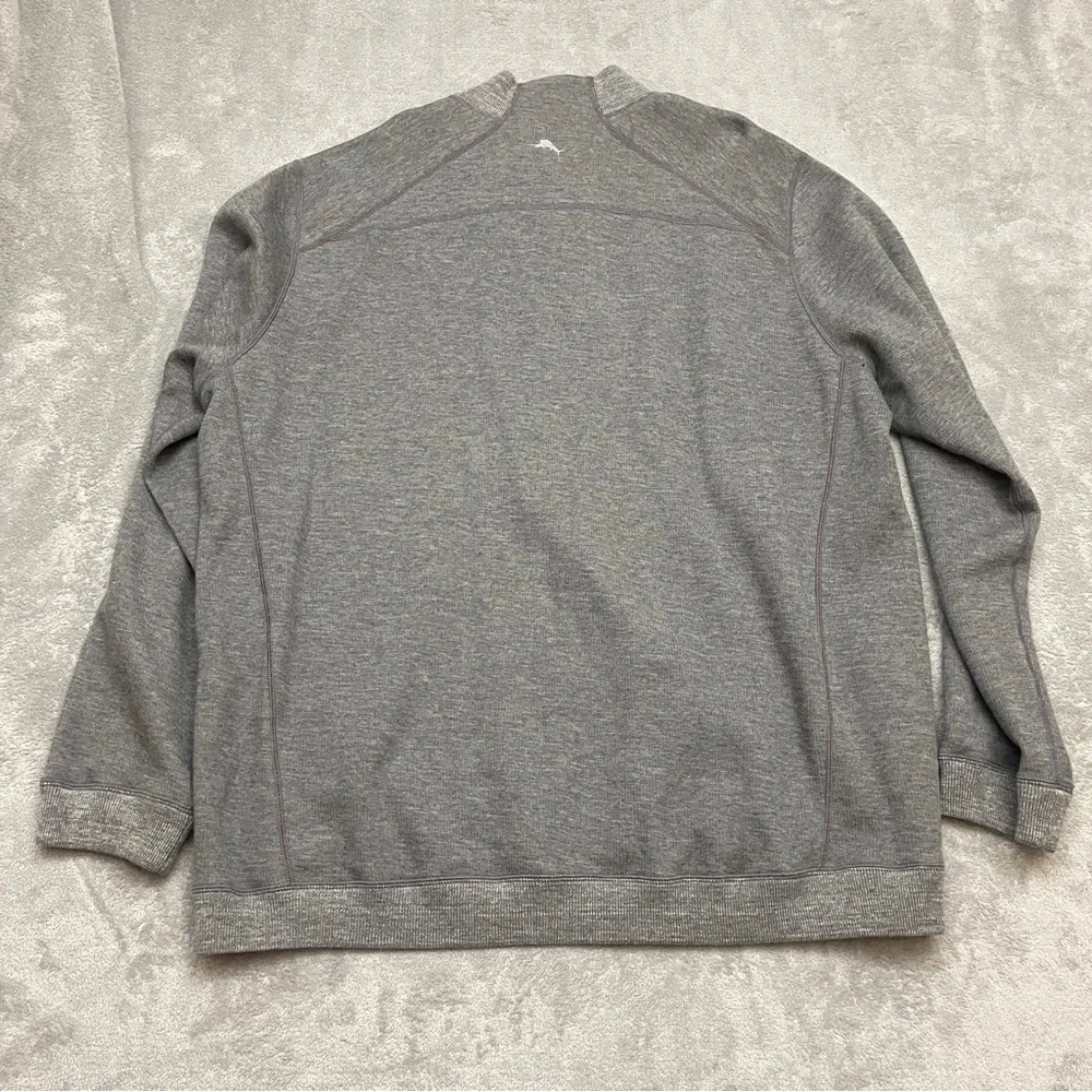 Tommy Bahama 1/4 Zip Pullover Gray Heather Mens Sweater Size XXL Reversible